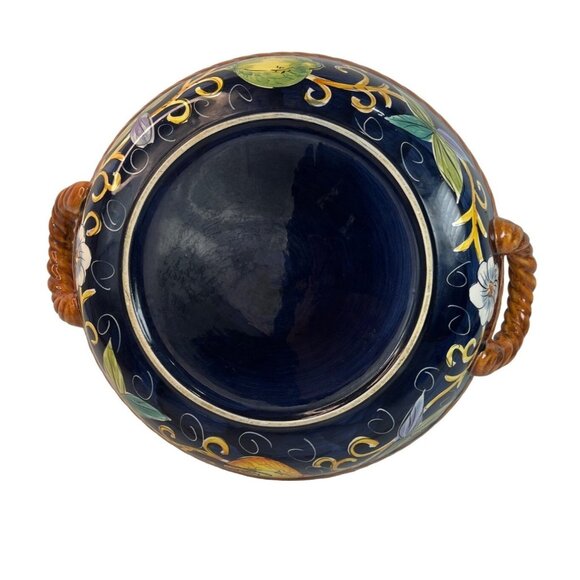 Hand-Painted Italian Ceramic Serving Bowl With Fruit & Floral Design C143 - Picture 2 of 8